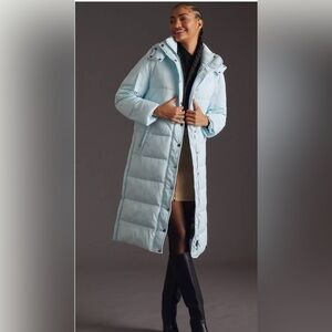 Avec Les Filles Hooded Puffer Coat Light Blue
